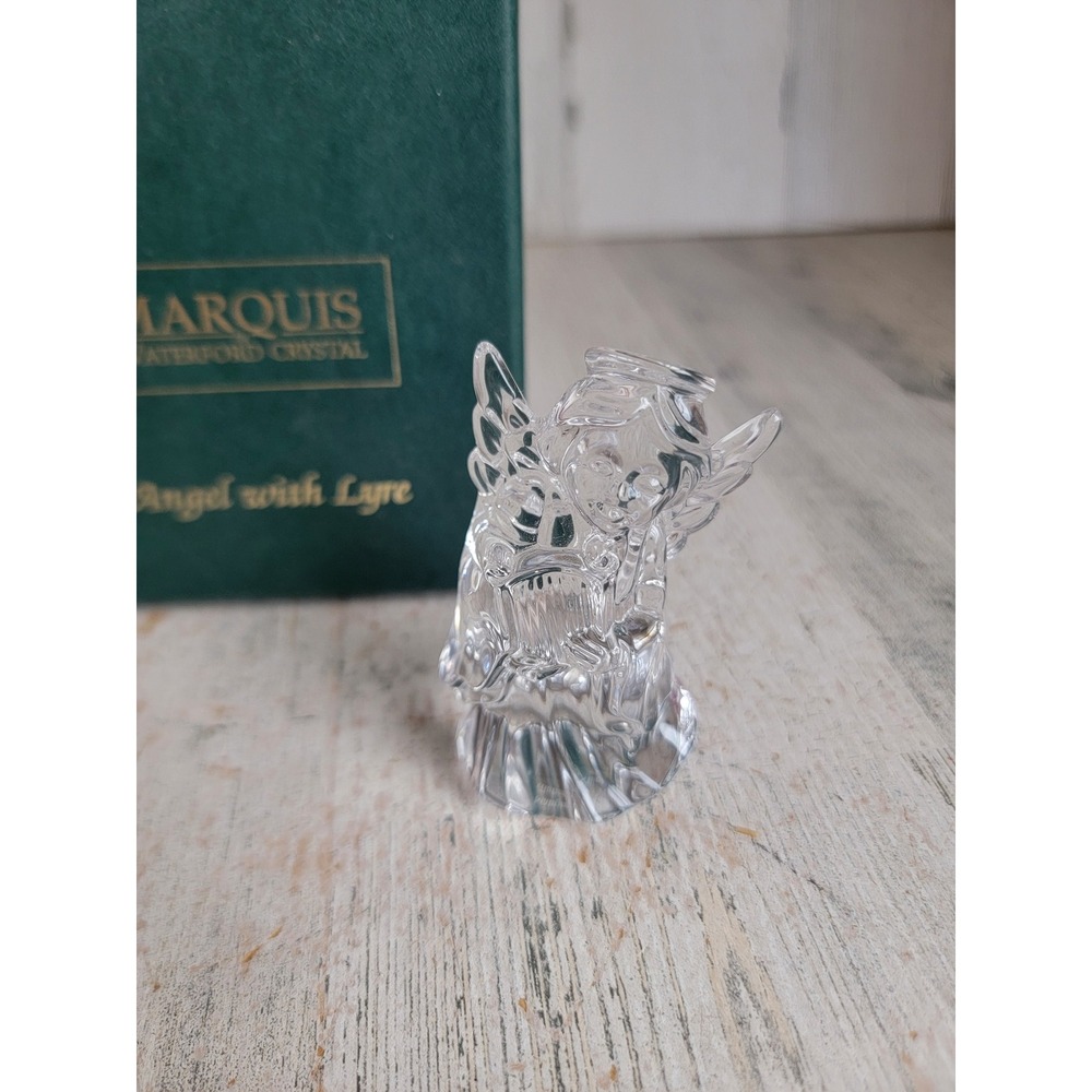 Vintage Marquis Waterford Angel lyre glass mini religious home decor figure